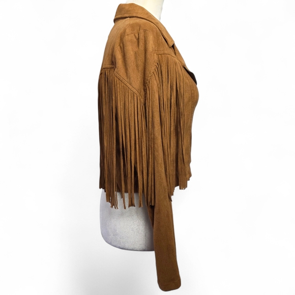 Flying Tomato Tan Leather Jacket with Fringe - Picture 4 of 8